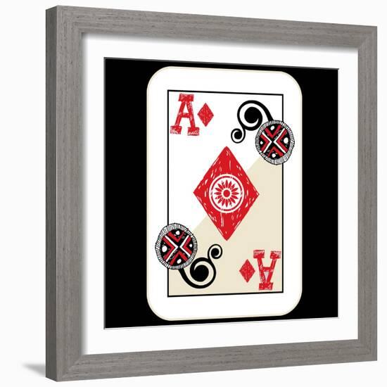 Hand Drawn Deck Of Cards, Doodle Ace Of Diamonds-Andriy Zholudyev-Framed Art Print