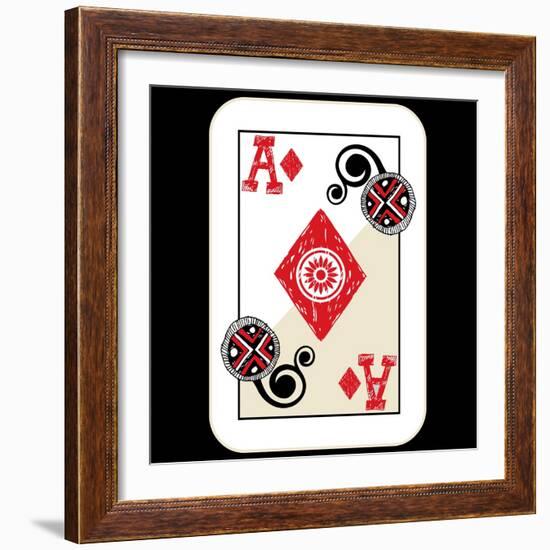 Hand Drawn Deck Of Cards, Doodle Ace Of Diamonds-Andriy Zholudyev-Framed Art Print