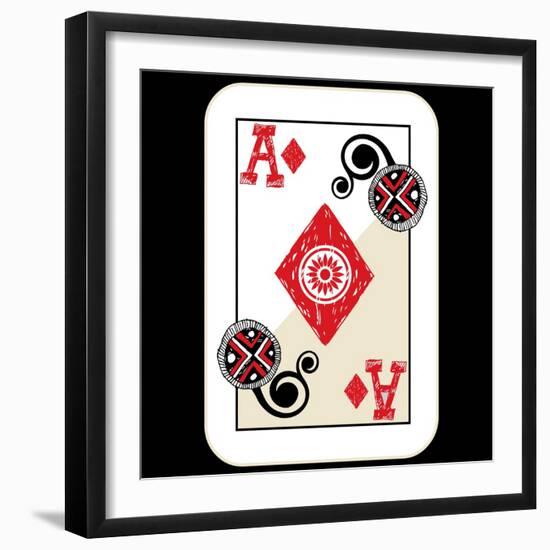 Hand Drawn Deck Of Cards, Doodle Ace Of Diamonds-Andriy Zholudyev-Framed Art Print