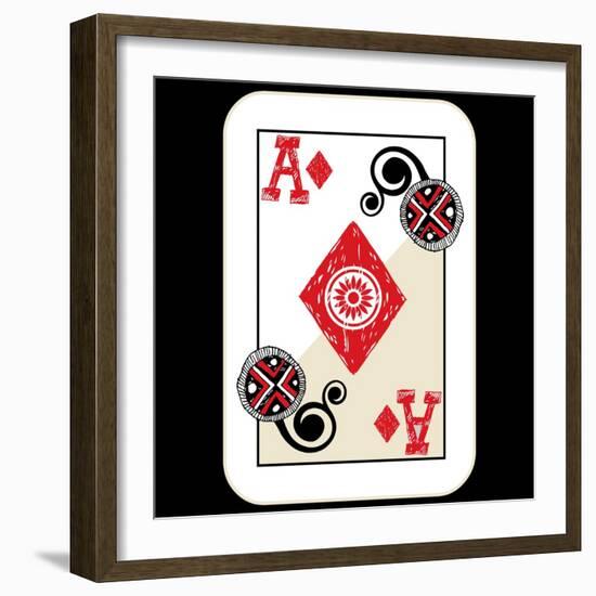 Hand Drawn Deck Of Cards, Doodle Ace Of Diamonds-Andriy Zholudyev-Framed Premium Giclee Print