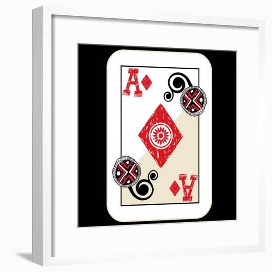 Hand Drawn Deck Of Cards, Doodle Ace Of Diamonds-Andriy Zholudyev-Framed Premium Giclee Print