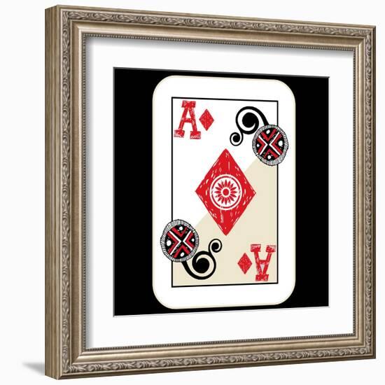 Hand Drawn Deck Of Cards, Doodle Ace Of Diamonds-Andriy Zholudyev-Framed Art Print