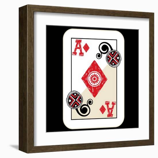 Hand Drawn Deck Of Cards, Doodle Ace Of Diamonds-Andriy Zholudyev-Framed Art Print