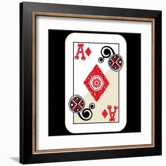 Hand Drawn Deck Of Cards, Doodle Ace Of Diamonds-Andriy Zholudyev-Framed Art Print