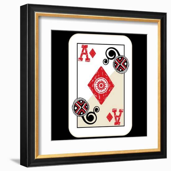 Hand Drawn Deck Of Cards, Doodle Ace Of Diamonds-Andriy Zholudyev-Framed Art Print