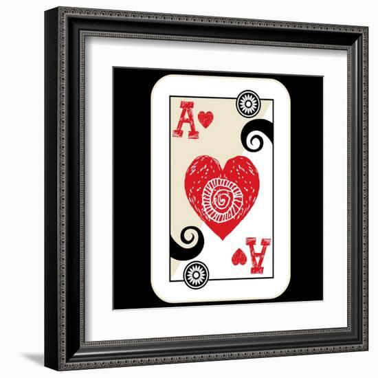 Hand Drawn Deck Of Cards, Doodle Ace Of Hearts-Andriy Zholudyev-Framed Art Print