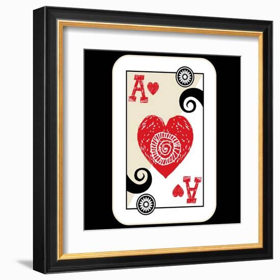 Hand Drawn Deck Of Cards, Doodle Ace Of Hearts-Andriy Zholudyev-Framed Art Print