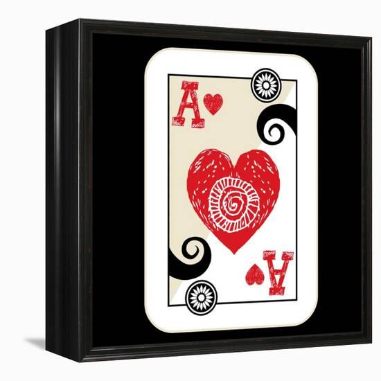 Hand Drawn Deck Of Cards, Doodle Ace Of Hearts-Andriy Zholudyev-Framed Stretched Canvas