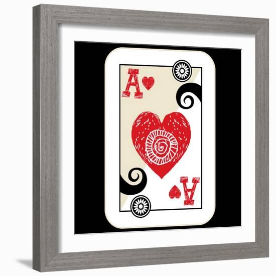 Hand Drawn Deck Of Cards, Doodle Ace Of Hearts-Andriy Zholudyev-Framed Art Print