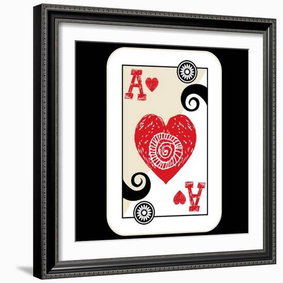 Hand Drawn Deck Of Cards, Doodle Ace Of Hearts-Andriy Zholudyev-Framed Art Print
