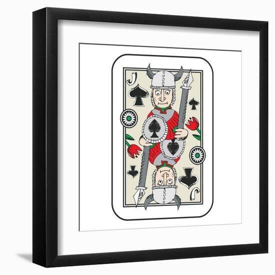 Hand Drawn Deck Of Cards, Doodle Jack Of Spades Isolated On White Background-Andriy Zholudyev-Framed Art Print