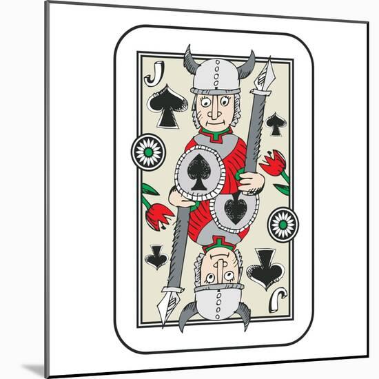 Hand Drawn Deck Of Cards, Doodle Jack Of Spades Isolated On White Background-Andriy Zholudyev-Mounted Art Print