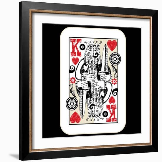 Hand Drawn Deck Of Cards, Doodle King Of Hearts-Andriy Zholudyev-Framed Art Print