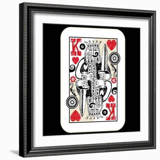 Hand Drawn Deck Of Cards, Doodle King Of Hearts-Andriy Zholudyev-Framed Art Print