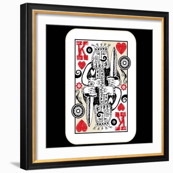 Hand Drawn Deck Of Cards, Doodle King Of Hearts-Andriy Zholudyev-Framed Art Print