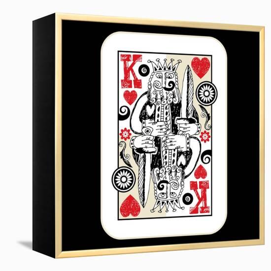 Hand Drawn Deck Of Cards, Doodle King Of Hearts-Andriy Zholudyev-Framed Stretched Canvas