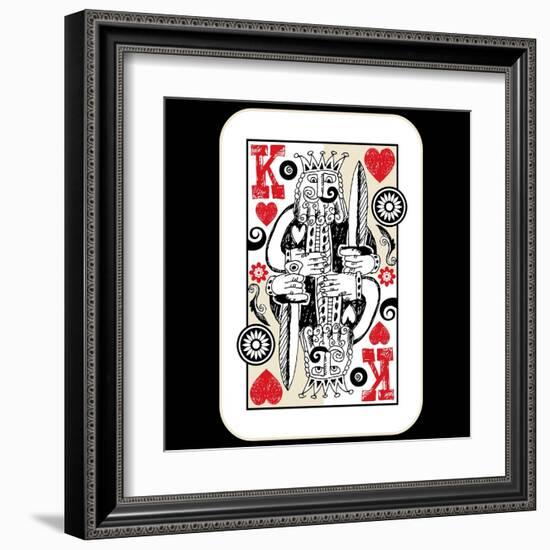 Hand Drawn Deck Of Cards, Doodle King Of Hearts-Andriy Zholudyev-Framed Art Print