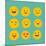 Hand Drawn Emoticons, Colorful Emoji Icons with Communication Speech Bubbles-Marish-Mounted Art Print