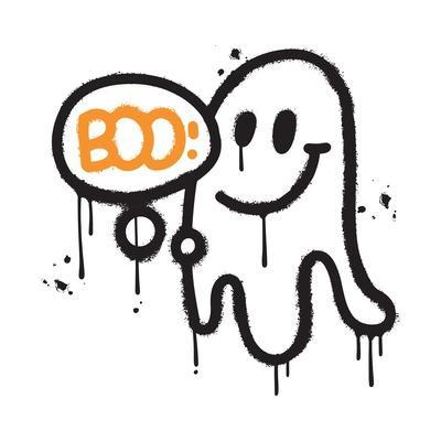 Impressão em tela, arte de parede, desenho de Halloween Boo Ghost