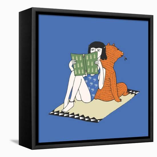 Hand Drawn Girl and Bear Illustration-Tasiania-Framed Stretched Canvas