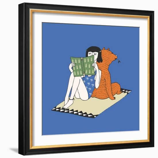 Hand Drawn Girl and Bear Illustration-Tasiania-Framed Premium Giclee Print