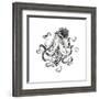 Hand-Drawn Illustration Octopus, Vector Isolate on White Background.-Nikiparonak-Framed Art Print