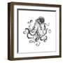 Hand-Drawn Illustration Octopus, Vector Isolate on White Background.-Nikiparonak-Framed Art Print