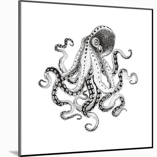 Hand-Drawn Illustration Octopus, Vector Isolate on White Background.-Nikiparonak-Mounted Art Print