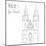 Hand Drawn Illustration of Tyn Church Building in Prague, Czech Republic.-kotoko-Mounted Art Print