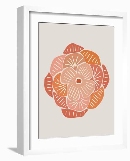 Hand Drawn Linocut Flower Bloom-null-Framed Art Print