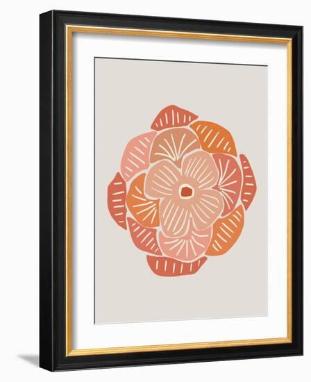 Hand Drawn Linocut Flower Bloom-null-Framed Art Print