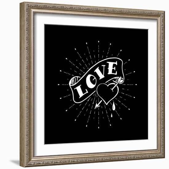 Hand Drawn Love Poster on the Blackboard-Ms.Moloko-Framed Art Print