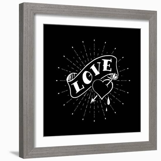 Hand Drawn Love Poster on the Blackboard-Ms.Moloko-Framed Art Print