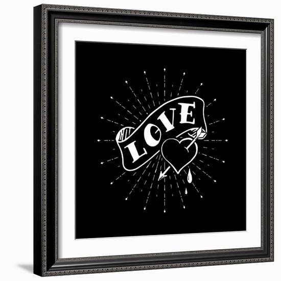 Hand Drawn Love Poster on the Blackboard-Ms.Moloko-Framed Art Print