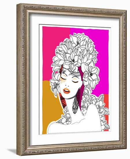 Hand Drawn Pop-Art Poster of a Fashion Model-LanaN.-Framed Art Print