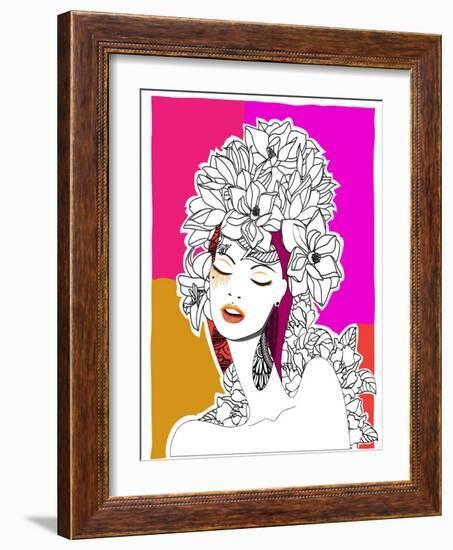 Hand Drawn Pop-Art Poster of a Fashion Model-LanaN.-Framed Art Print