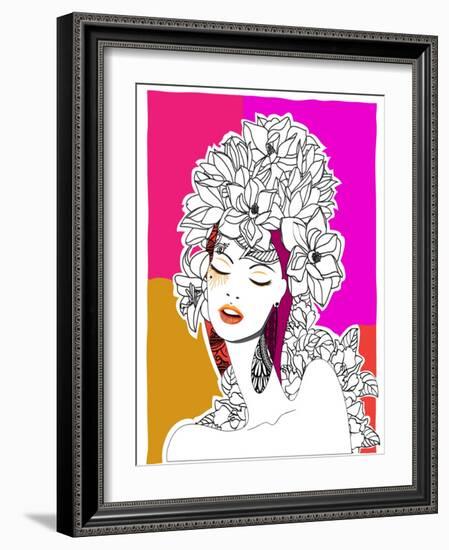 Hand Drawn Pop-Art Poster of a Fashion Model-LanaN.-Framed Art Print