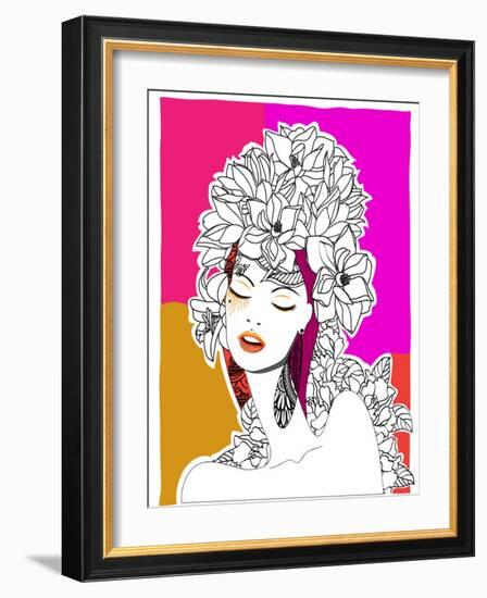 Hand Drawn Pop-Art Poster of a Fashion Model-LanaN.-Framed Art Print