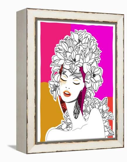 Hand Drawn Pop-Art Poster of a Fashion Model-LanaN.-Framed Stretched Canvas