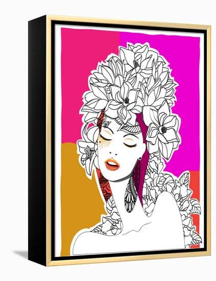 Hand Drawn Pop-Art Poster of a Fashion Model-LanaN.-Framed Stretched Canvas