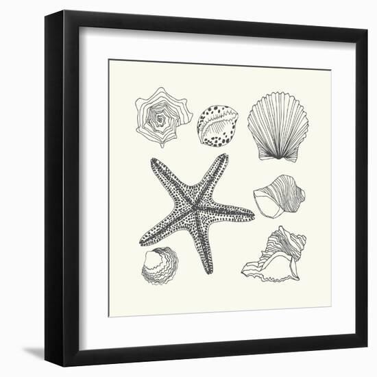 Hand- Drawn Shells Set-Angelina Stoykova-Framed Art Print