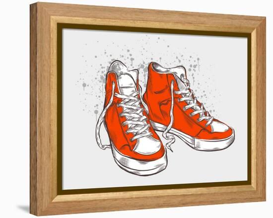 Hand-Drawn Sneakers-aggressor-Framed Stretched Canvas