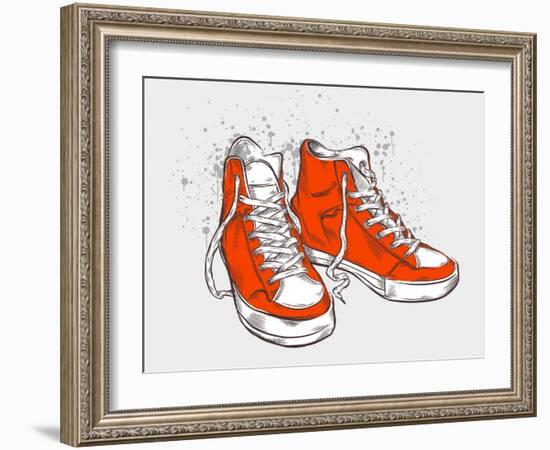 Hand-Drawn Sneakers-aggressor-Framed Art Print