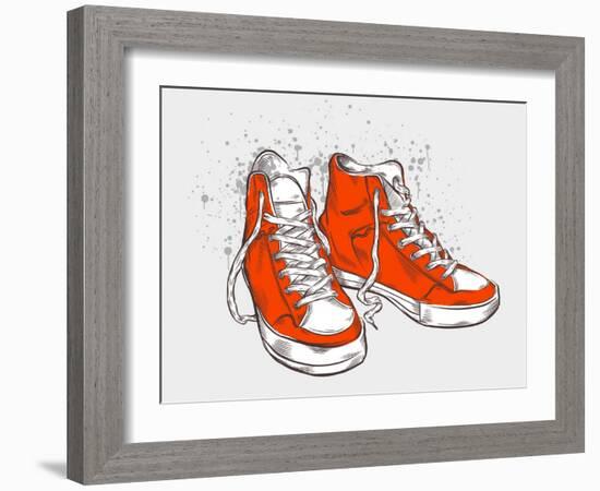 Hand-Drawn Sneakers-aggressor-Framed Art Print