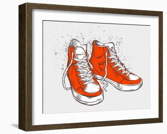 Hand-Drawn Sneakers-aggressor-Framed Art Print