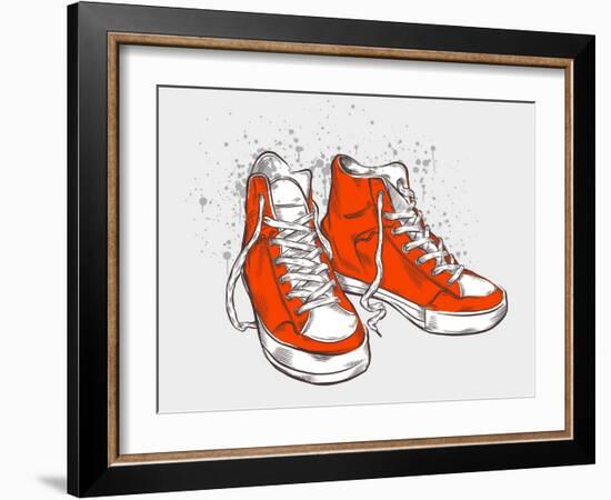 Hand-Drawn Sneakers-aggressor-Framed Art Print