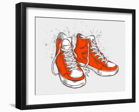 Hand-Drawn Sneakers-aggressor-Framed Art Print