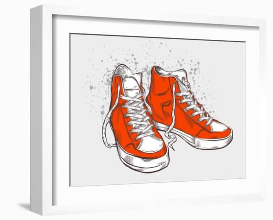 Hand-Drawn Sneakers-aggressor-Framed Art Print