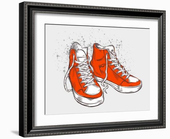 Hand-Drawn Sneakers-aggressor-Framed Art Print