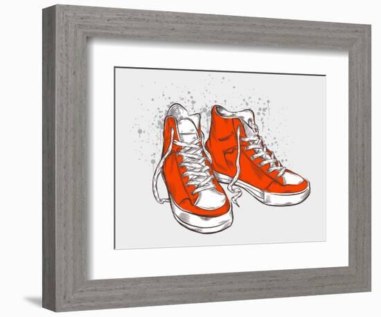 Hand-Drawn Sneakers-aggressor-Framed Premium Giclee Print